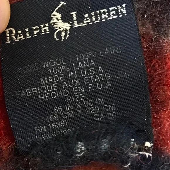 FESTIVAL 🔥 VINTAGE RALPH LAUREN 100% WOOL PLAID THROW BLANKET - Picture 5 of 8